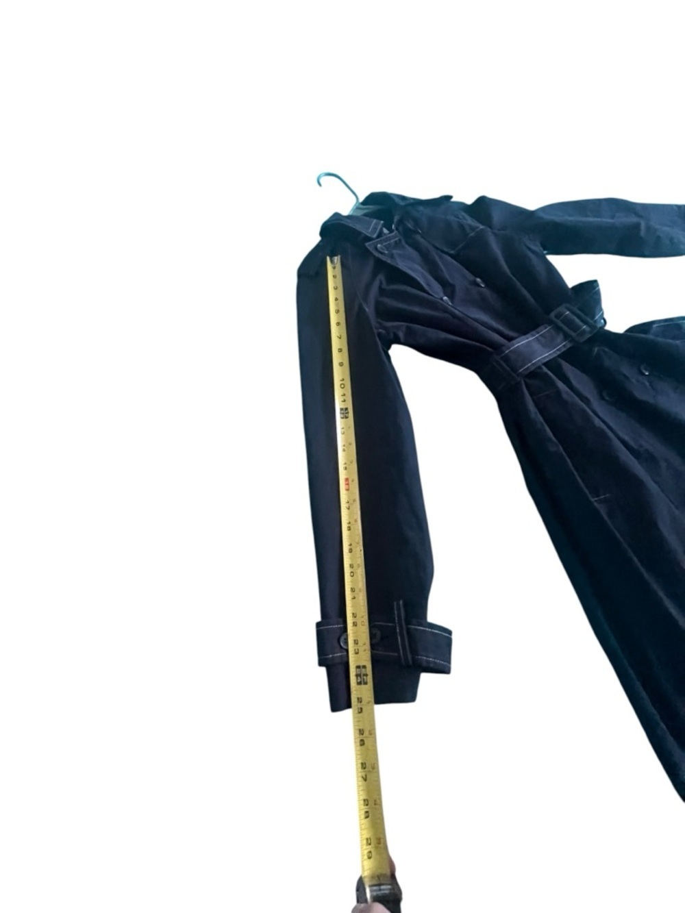 Blue Trench Coat Belted Double Breasted Classic Minimalist Preppy Fall Jacket - Picture 11 of 12